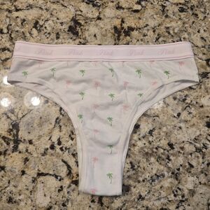 PINK Victoria's Secret White Panties with Palm Print NWOT
